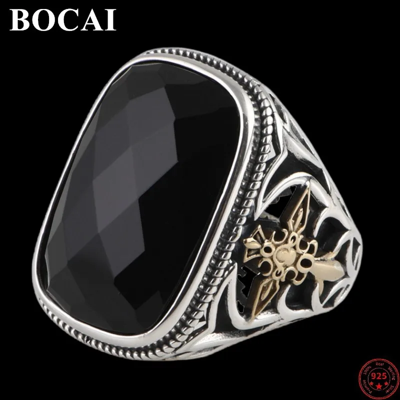 

BOCAI S925 Sterling Silver Rings 2022 Christmas New Fashion Vajra Pestle Cross Totem Agate Argentum Punk Jewelry for Men Women