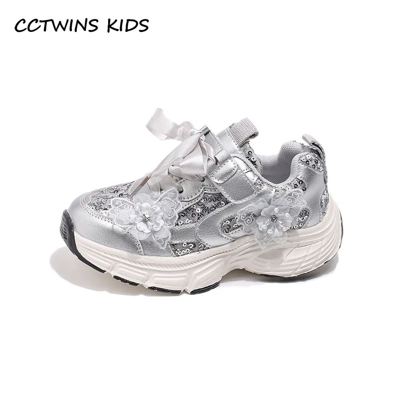 Girls Sneakers Spring Autumn Kids Fashion Brand Sports Running Trainers Toddler Children Shoes Flower Glitter Flats Soft Sole