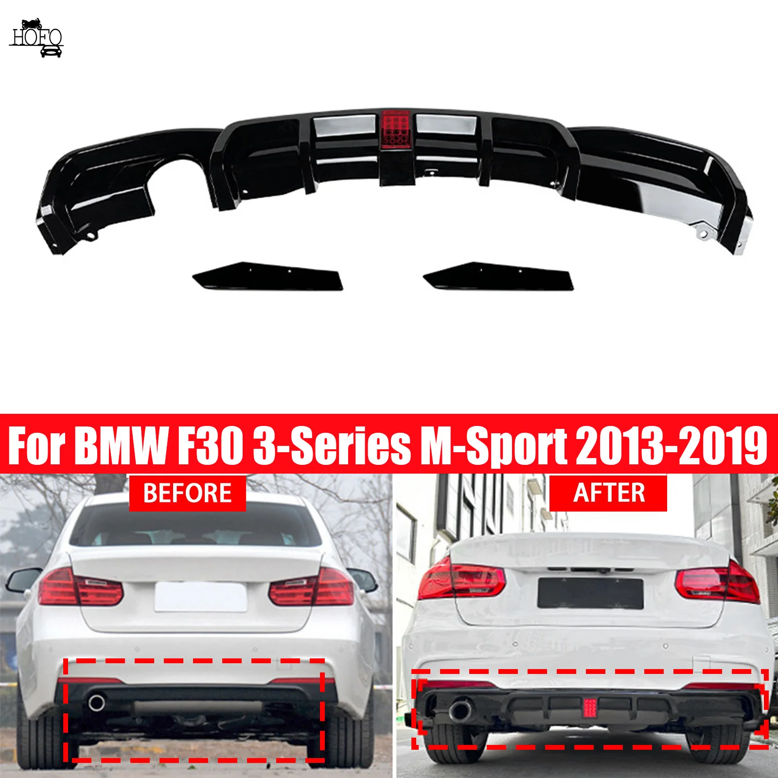 

Rear Brake Light Lamp Bumper Lip Diffuser Spoiler By ABS Gloss Black Body Kit For BMW F30 3-Series M-Sport 2013-2019 Accessories