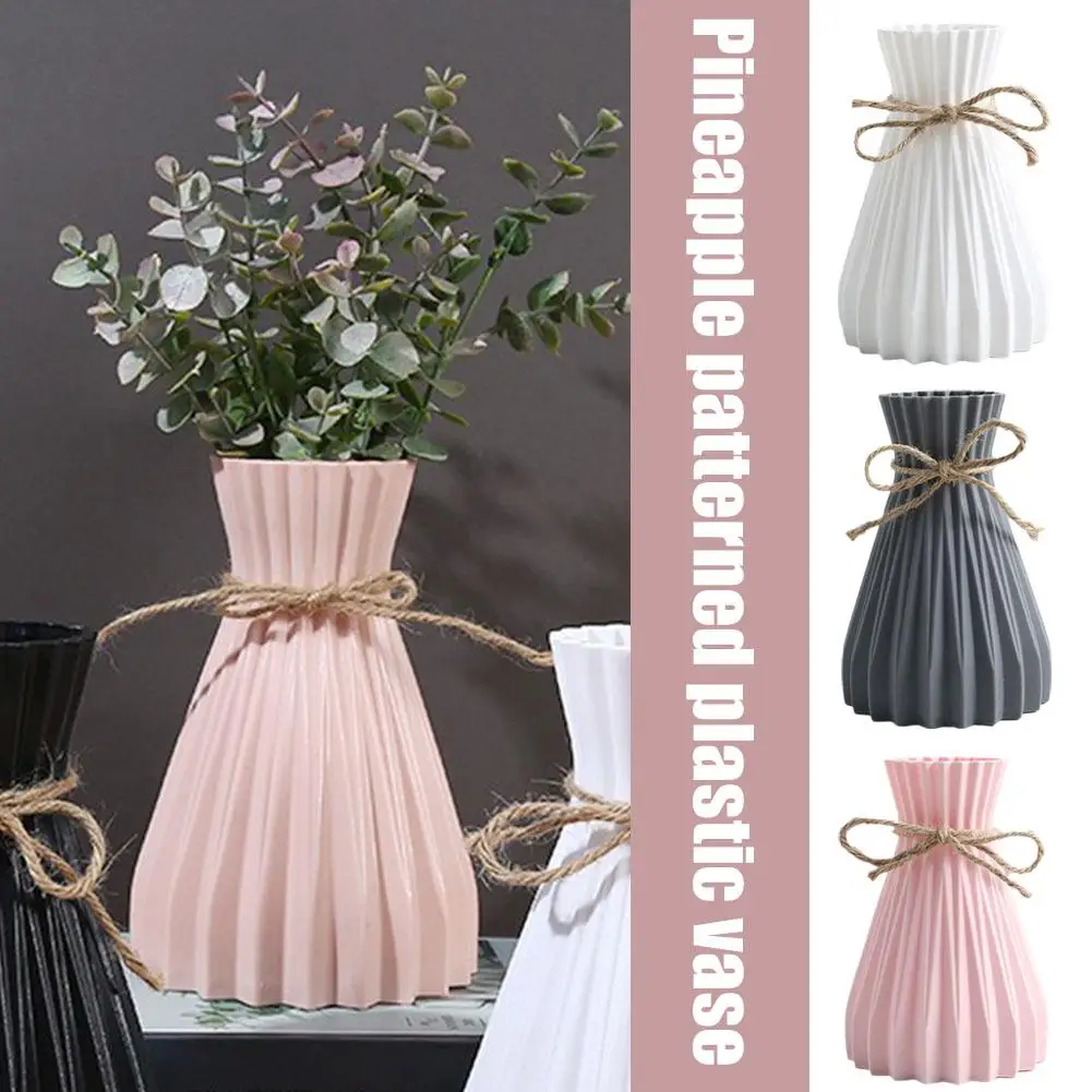 Water Ripple Vase Pineapple Pattern Rope Plastic Vase Flower Decoration Vase Simple Home Simulation Small Fresh O0M5