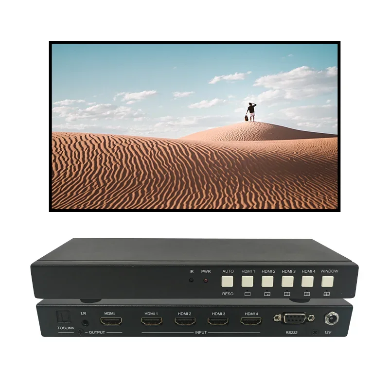 Ultra 4K HD 3840x2160 @ 60 هرتز وحدة تحكم جدار الفيديو رباعية الشاشة الفاصل 4x1 معالج ربط جدار الفيديو