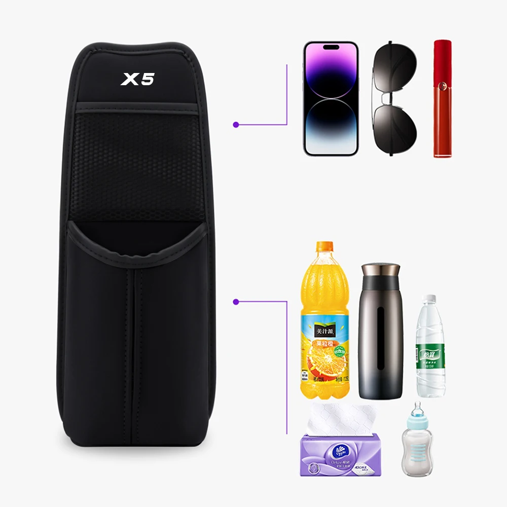 لسيارات BMW X5 X6 G05 G06 F15 F16 E70 E71 E53 E72 مقعد السيارة الجانب المنظم السيارات مقعد تخزين حقيبة للحمل مع منفذ المناشف الورقية