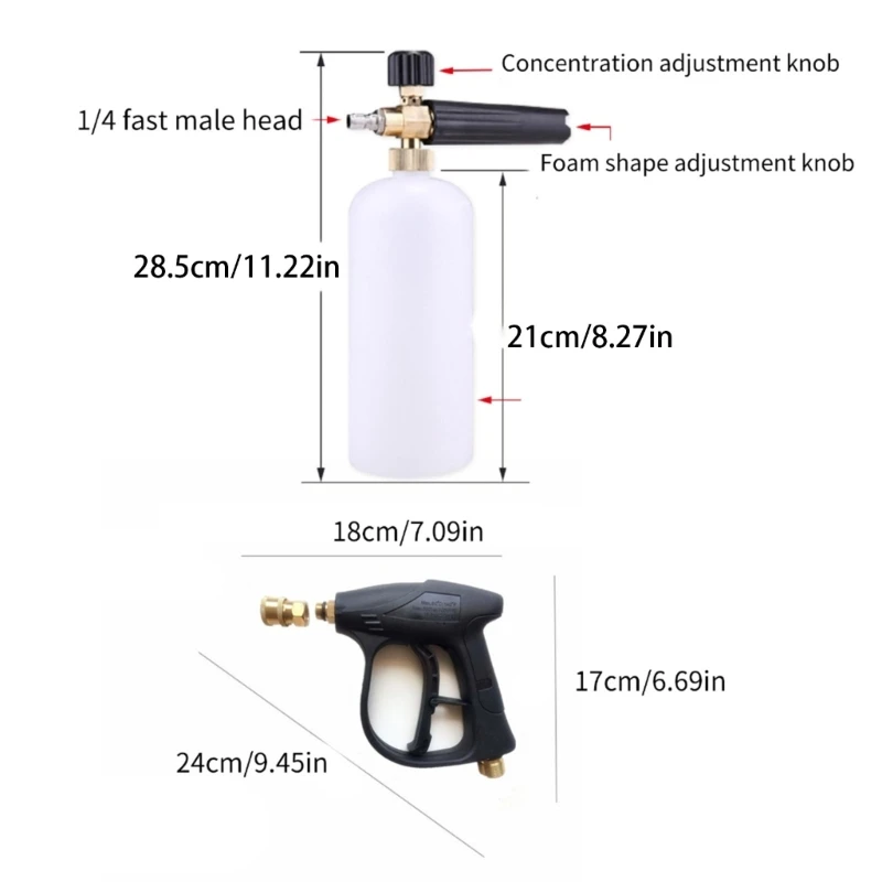 4350PSI Pressure Washer 1/4 In Quick Connector with Foam & Nozzle Tips 1 Liter Power Washer for Car Floor