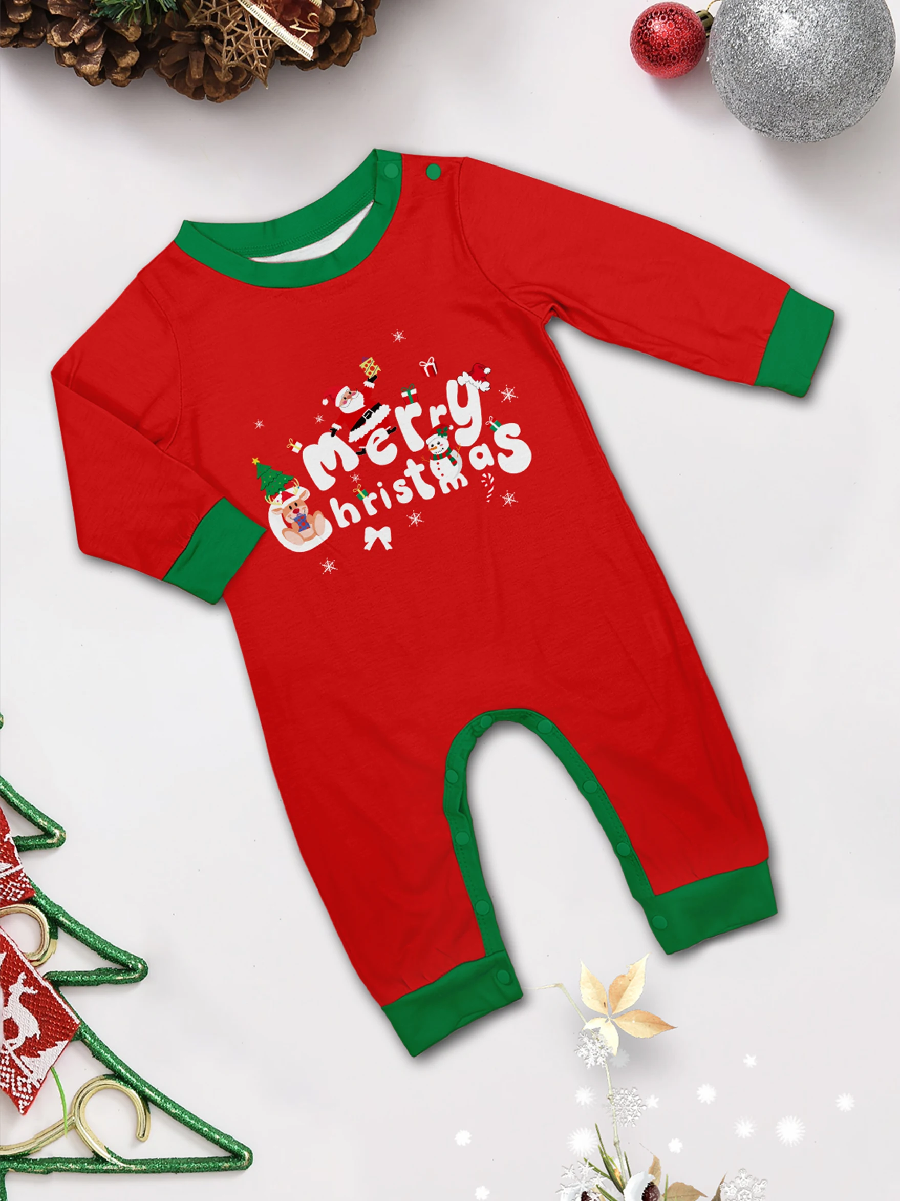 2025 Christmas Family Matching Pajamas Santa Merry Xmas Print Pjs Adult Child Clothing Outfit set Baby Jumpsuit+Dog Clothes