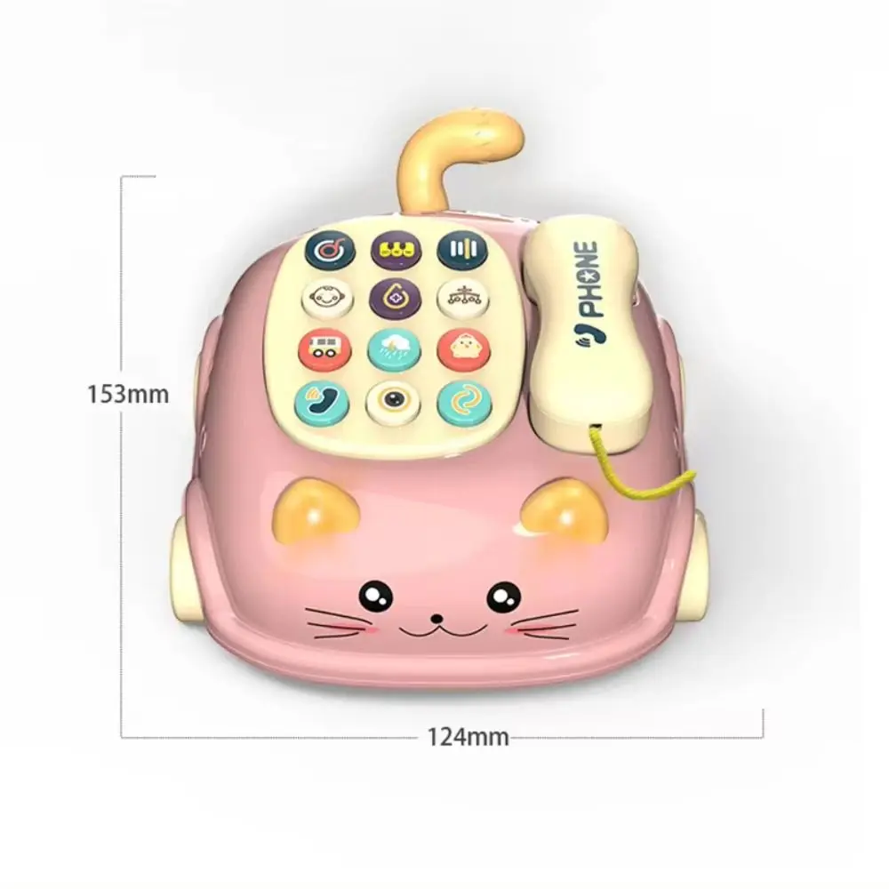 Teléfono de juguete educativo para edades tempranas, juguetes telefónicos emulados Montessori en forma de autobús, teléfono fijo de simulación de dibujos animados divertidos