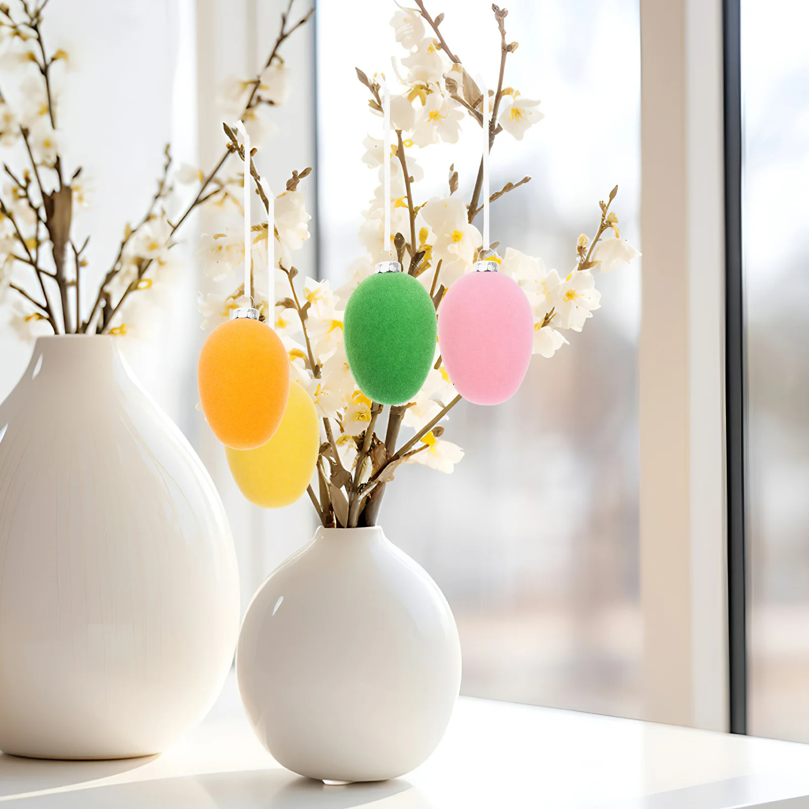 

12Pcs Easter Hanging Decorations Lovely Egg Shaped Door Pendants for Festive Party Indoor Hanging Ornament Set