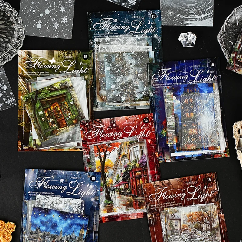 Mr Paper 3er-Pack transparente PET-Aufkleber „Flueting Moments“-Serie, verträumte Landschaftsaufkleber, Tagebuch, Collage, Dekormaterialien