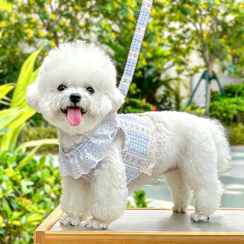 Arnés de malla tipo chaleco floral para perros – correa de pecho - imagen 3