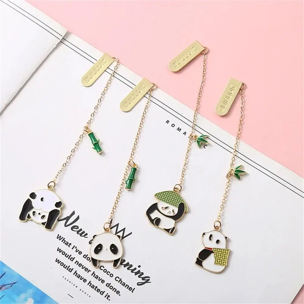 Stationery Books Accessories for Readers Student Cute Reading Book mark Panda Bookmark Paper Clip Panda Pendant Metal Bookmark