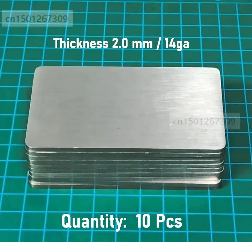 10pcs Thickness 2.0mm Heavy Duty Matte Finish Stainless Steel Blank Metal Business Card Size 85*53mm
