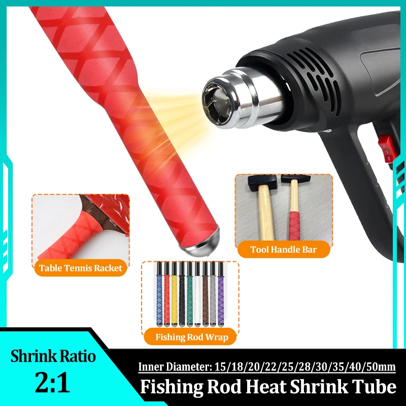 

Anti-slip Fishing Rod Heat Shrink Tube 15/18/20/22/25/28/30/35-50mm Racquet/Tripod/Craket/Motorcycle Handle Bar Shrinkable Wrap