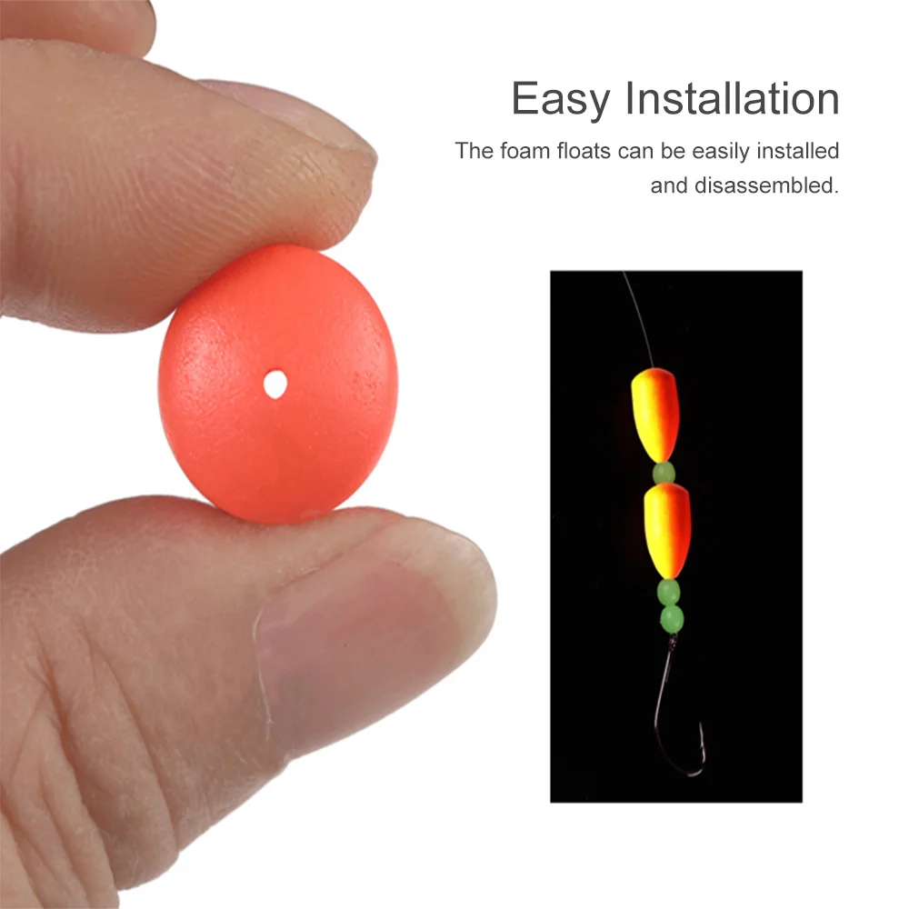 60PCS Fishing Floats Pompano Floats for Fishing Rigs Floats Fly Fishing Floats Bright Color with Tackle Box Lightweight EVA Foam
