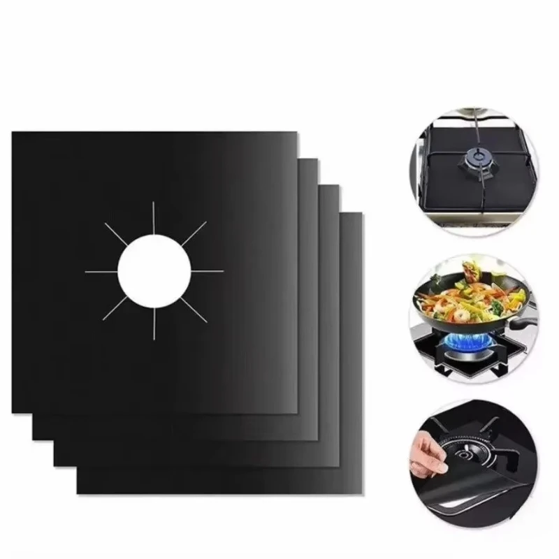 2/4/8Pcs Gas Stove Protector Cooker Lid Liner Cleaning Pad For Kitchen Cookware Accessories Piece Reusable Boiler Hood Protectiv