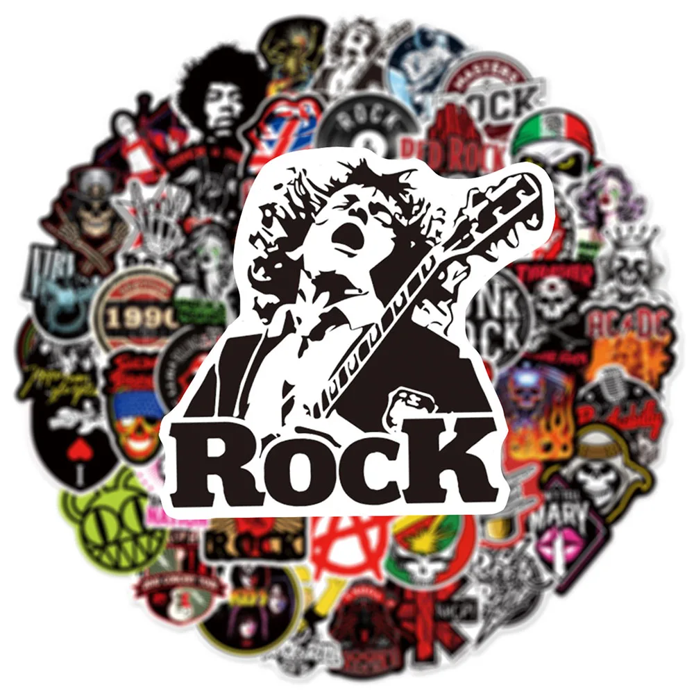 10/30/50/104pcs Classic Music Rock Band Graffiti Stickers for Kids DIY Phone Guitar Diary Helmet Cool Cartoon Waterproof Sticker