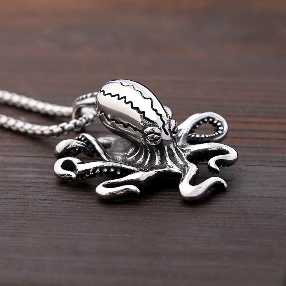 Fashion Punk High Quality Octopus Pendant Necklaces Stainless Steel Biker Hip Hop Animal Necklace For Men Creative Jewelry Gifts