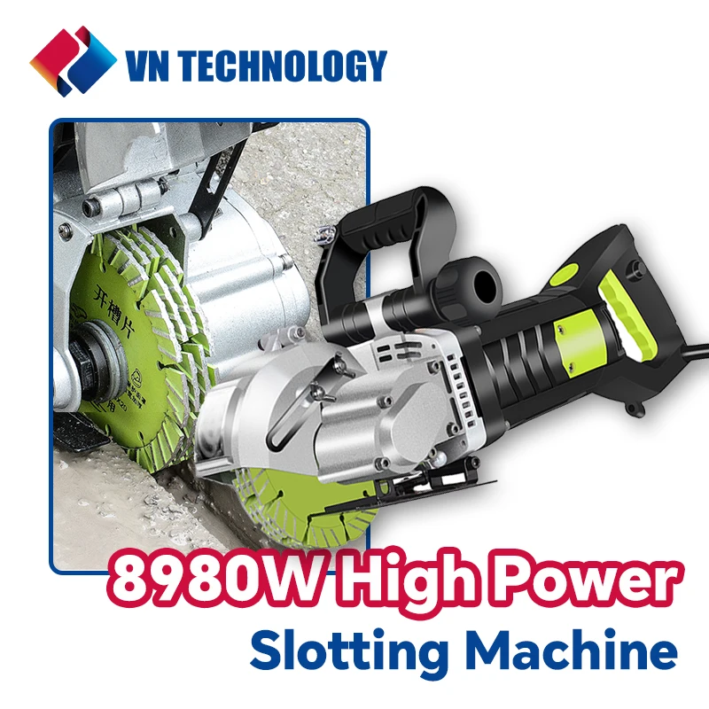 

VNTECH Wall Chaser, 8980W Slotting Machine with Laser Guide 6500rpm, Max Groove Depth and Width 42x40mm with Accessories