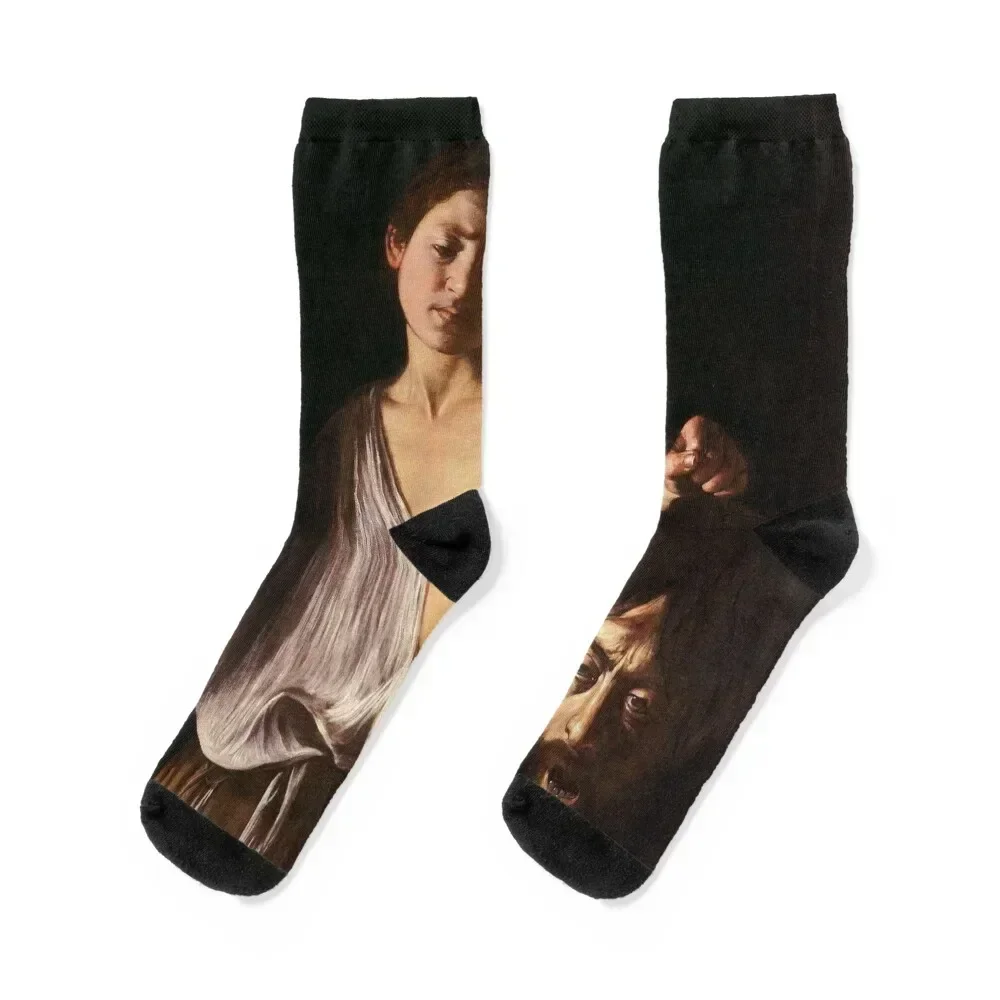 

David With The Head Of Goliath Painting By Caravaggio Socks summer floor compression Ladies Socks Men's