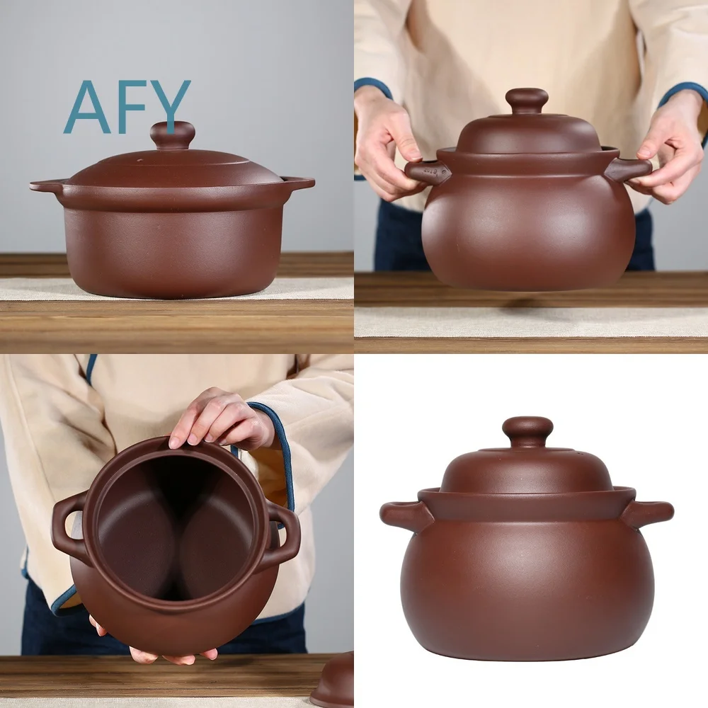 High Temperature Resistant Unglazed Purple Sand Stew Pot for Household Gas Stove Coal Oven Open Flame Cooking for Yixing Clay