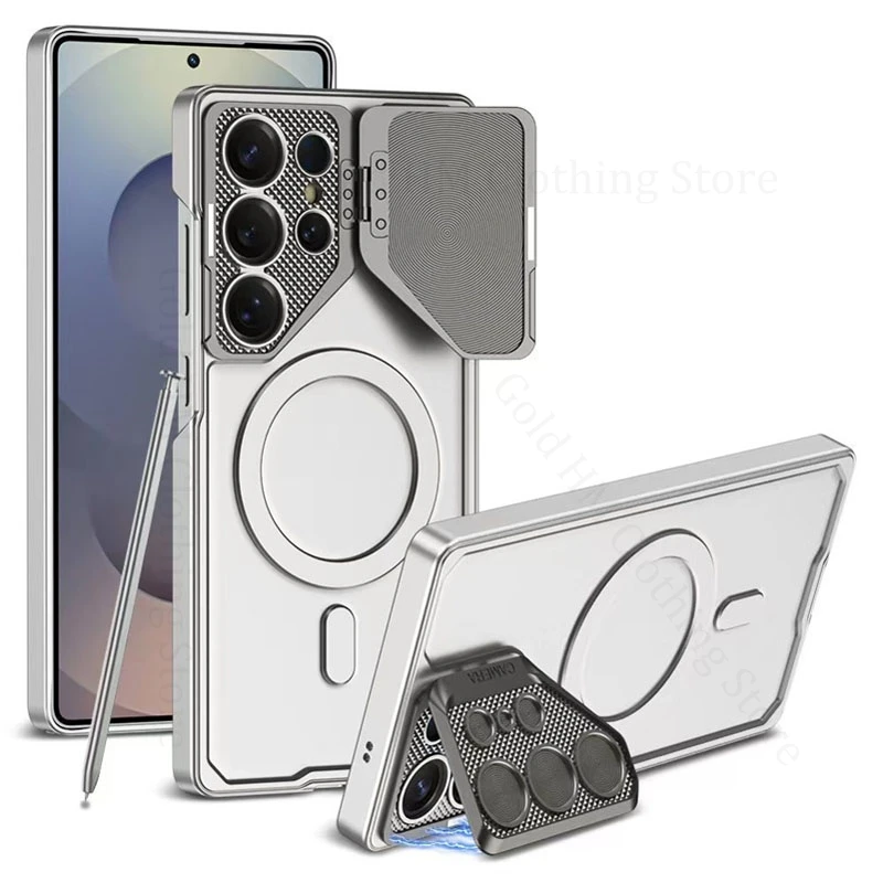 

Flip Magnetic Lens Kickstand Phone Case For Samsung Galaxy S25 Ultra 5G SM-S938B For Magsafe Wireless Charging Tough Armor Cover