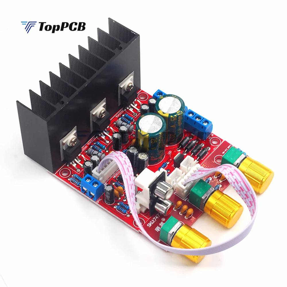 TDA2030A 2.1 Channel Power Amplifier Board 12V 2A Volume Bass Treble Adjustable Audio Amplifier for Subwoofer Speaker Computer