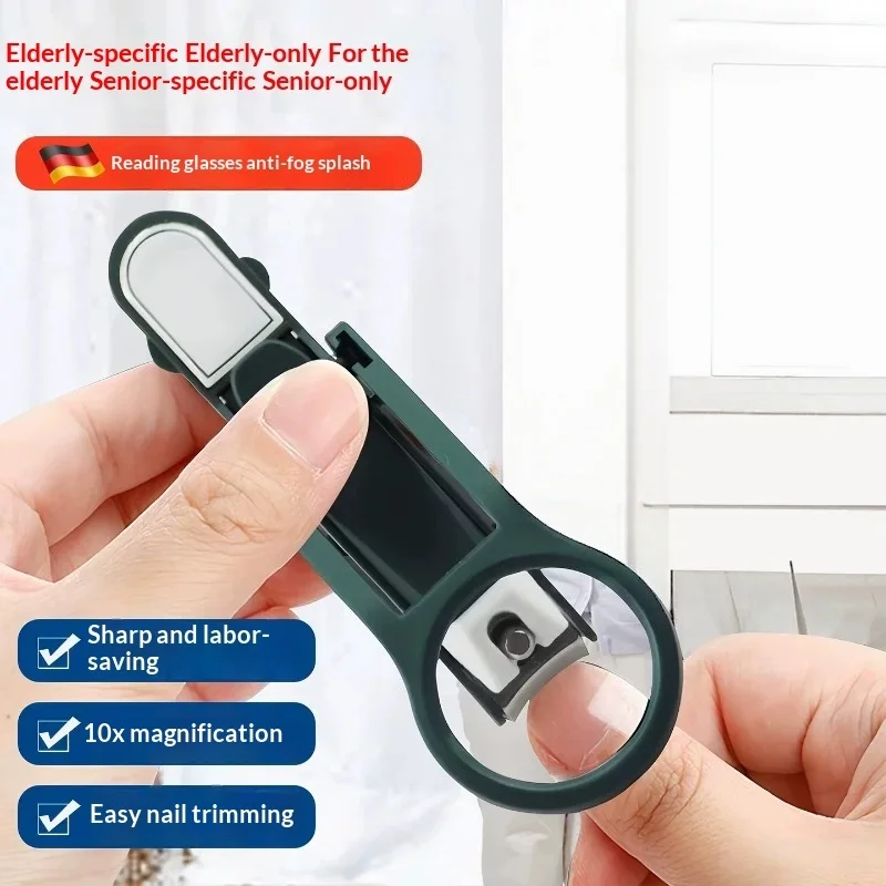 Magnifying Glass Nail Clipper Large Anti-Splash Nail Trimmer for Elderly Adults Thick Hard Nails Manicure Tool