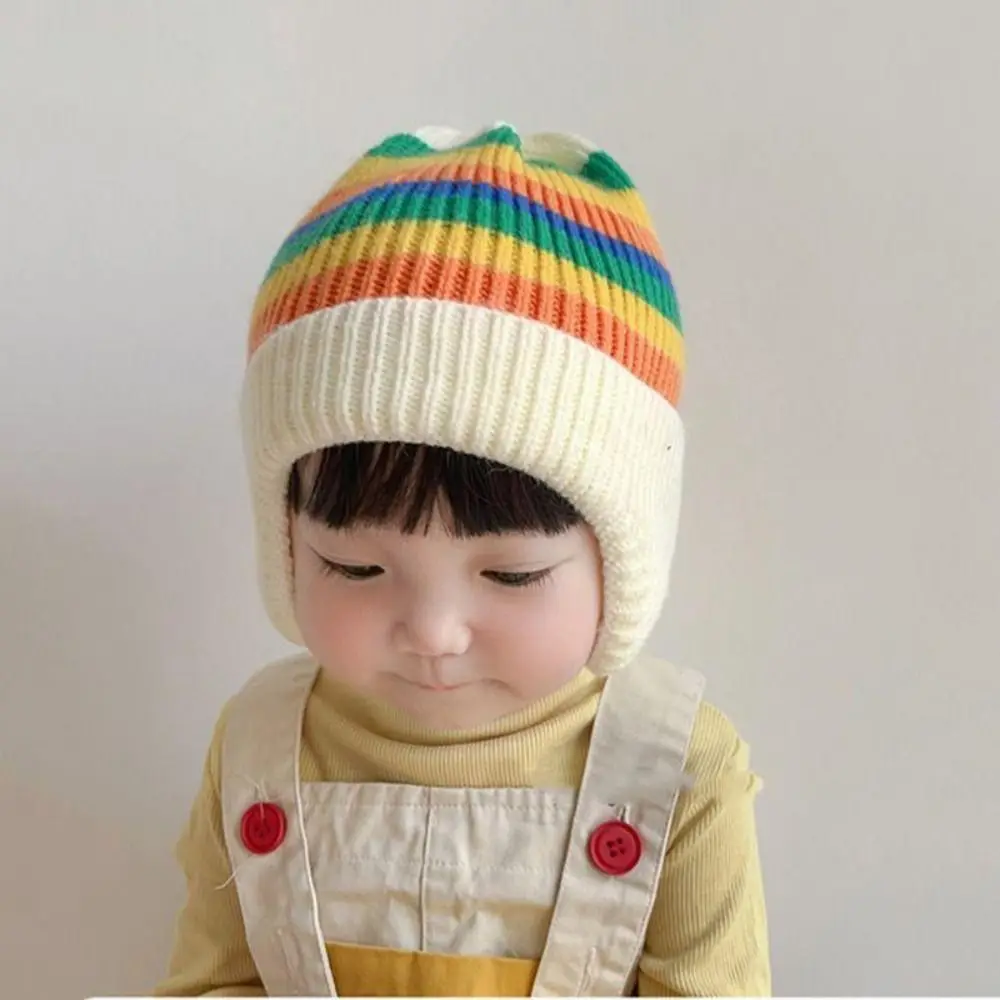 Winter Baby Knit Hat Warm Beanies Bonnet Colorful Thickned Ear Protection Cap Children Earmuffs Caps