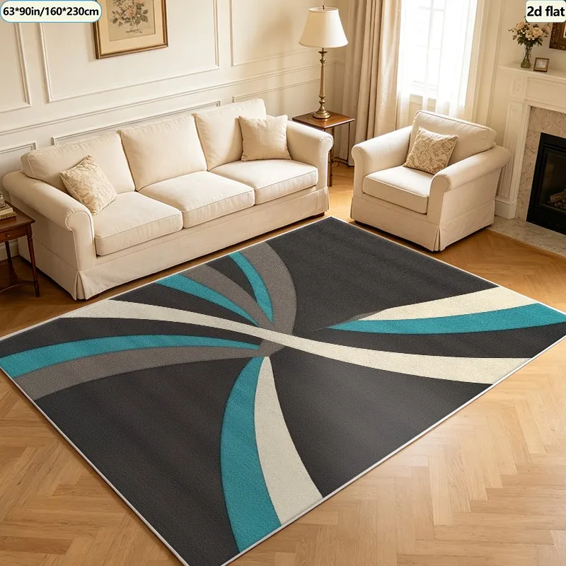 Modern Curved Striped Geometric Carpet, Stylish Carpet, Suitable for Living Room, Bedroom, Office, Home Decoration - AliExpress 15