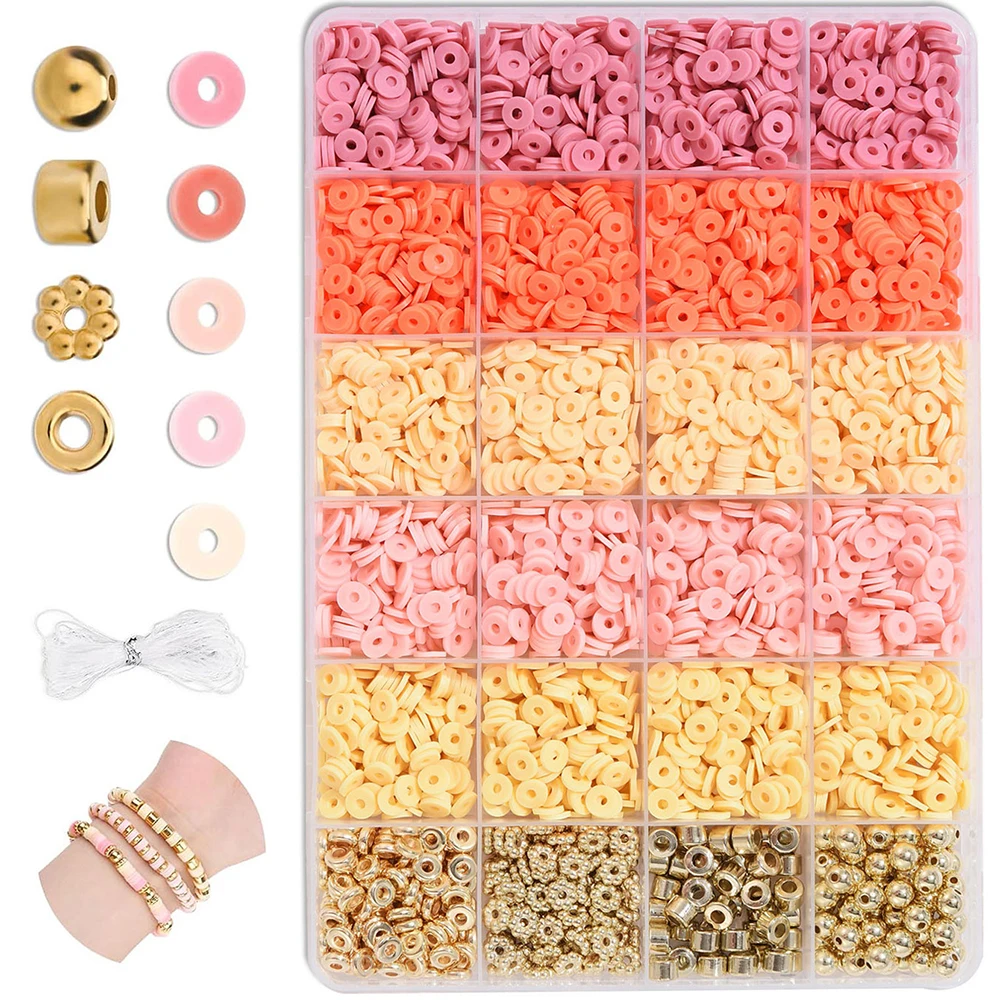 

Clay Beads In Grid Box Set For Jewelry Making Kit Flat Round Polymer Heishi Letter DIY Handmade Accessories Kids Cute Funny