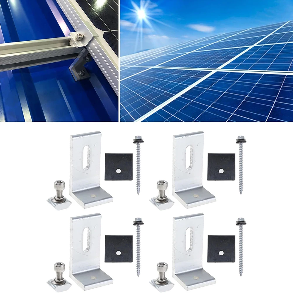 

4 Set Solar Panel Mounting Brackets Aluminum Alloy L Foot Solar Mount For RVs Trailers Boats Yachts Off Gird Roof Installation