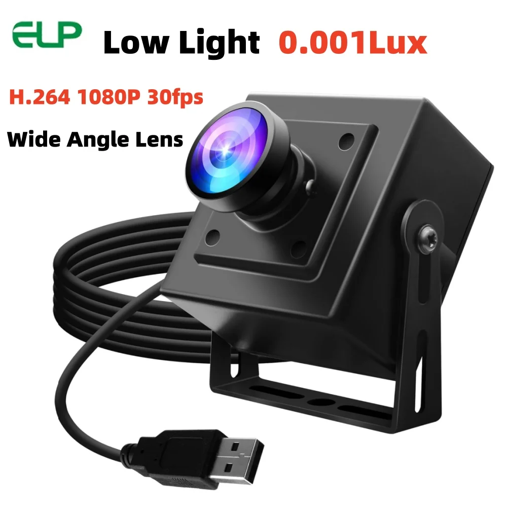 ELP 0.0001Lux Starvis Light USB Camera 1080P 30fps H.264 Webcam with Wide Angle Lens HDR 100dB UVC Webcam for Computer PC Laptop