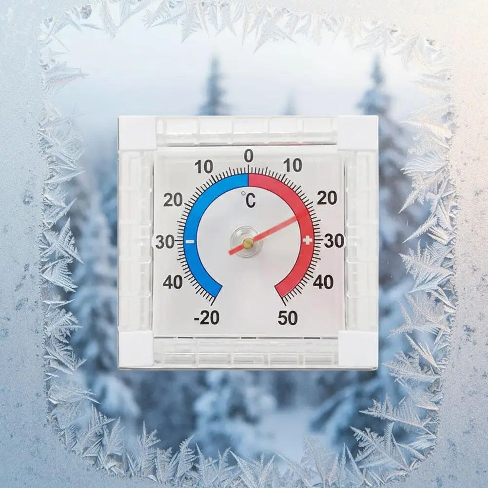 Mini Square Temperature Sensor Meter -50-50°C Analog Thermometer for outdoor No Battery Dial Thermometer Indoor Window 1/2/3PCS