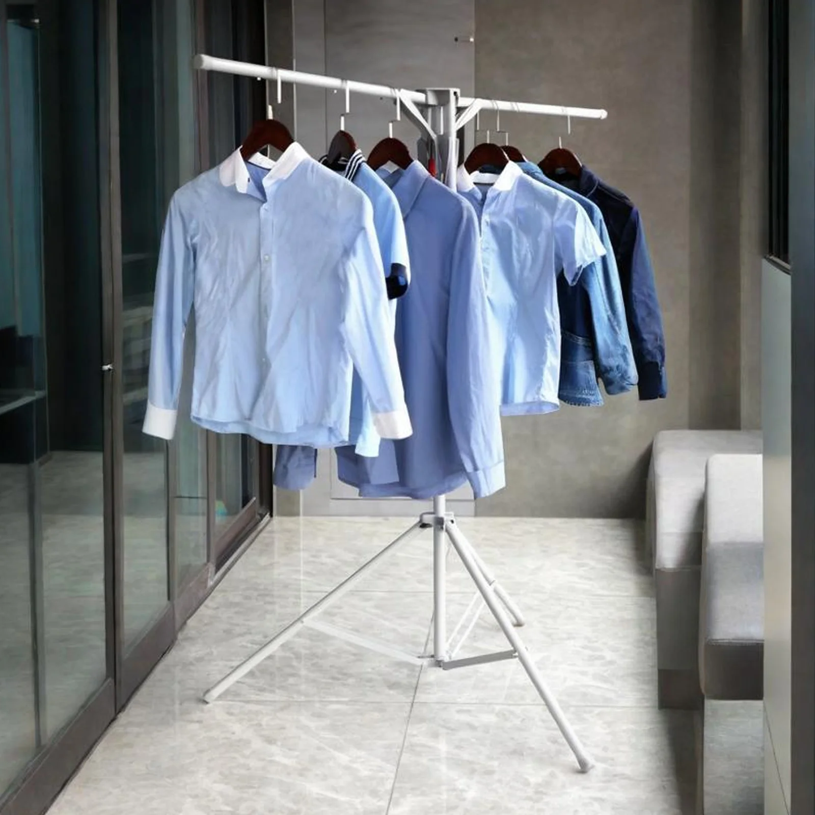 

Складная сушилка для одежды 51,18-70,87 дюймов, регулируемая по высоте, портативная сушилка для использования в помещении и на улице, для сушки одежды и полотенец