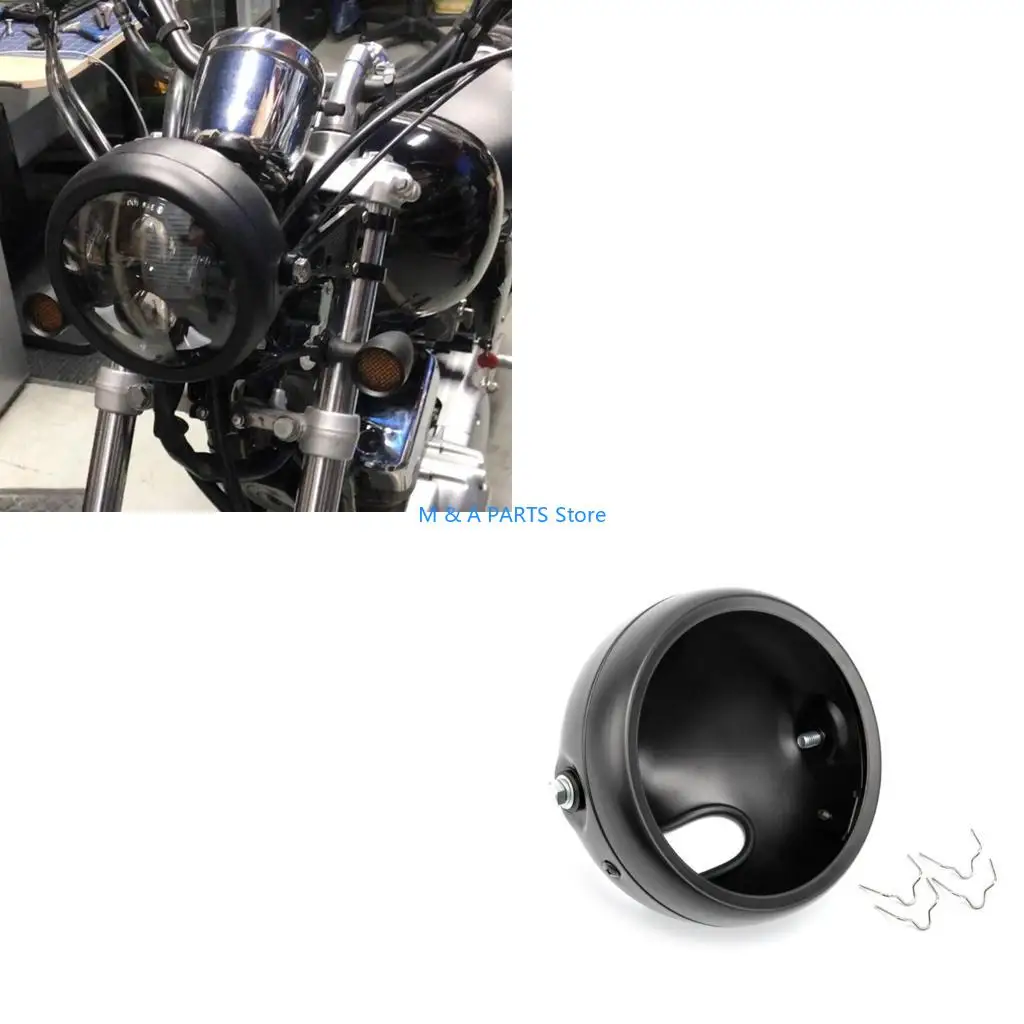 

U1JF 5.75" Black Motorcycle Headlight Cover Housing Holder Bucket Universal Fits