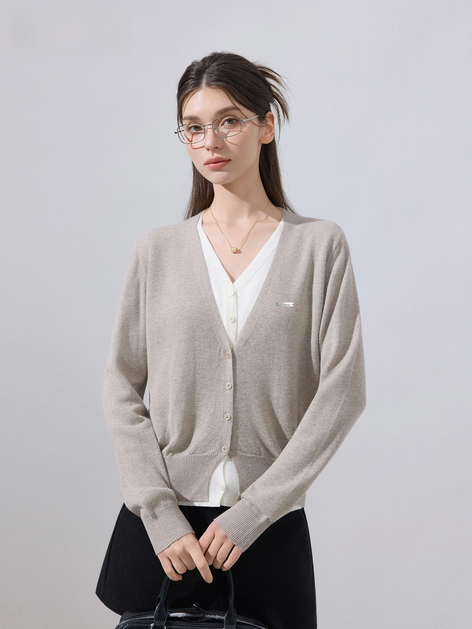 

IKYOO Premium Vintage Knitted Sweater Women's Casual V-Ne Top Slimming Spring Autumn Faion Soft Polyester Blend Long Sve