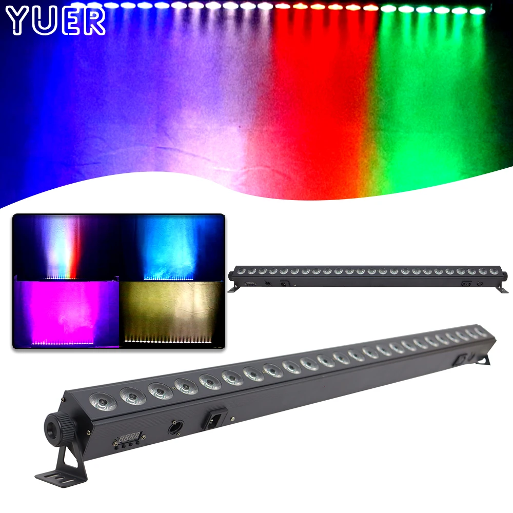 Wall Washing LED 24x4W RGBW Pixel Strip Lights DMX Bar House Racing Strobe Home Party Dj Disco Stage Garage Flashlight Effect