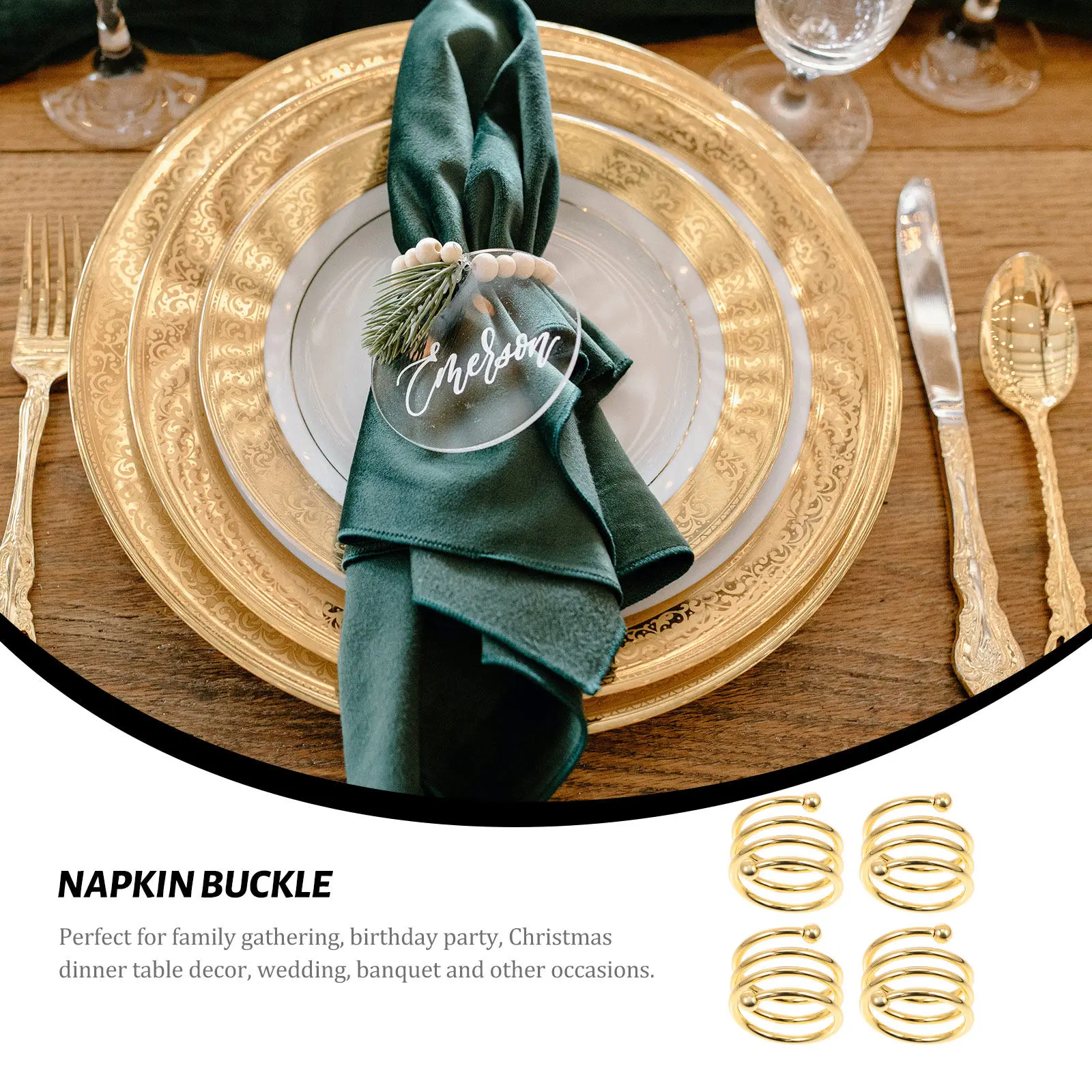 4Pcs Iron Napkin Rings Simple Elegant Napkin Holders for Prom Birthday Party Wedding Banquet Table Setting Home Hotel Restaurant