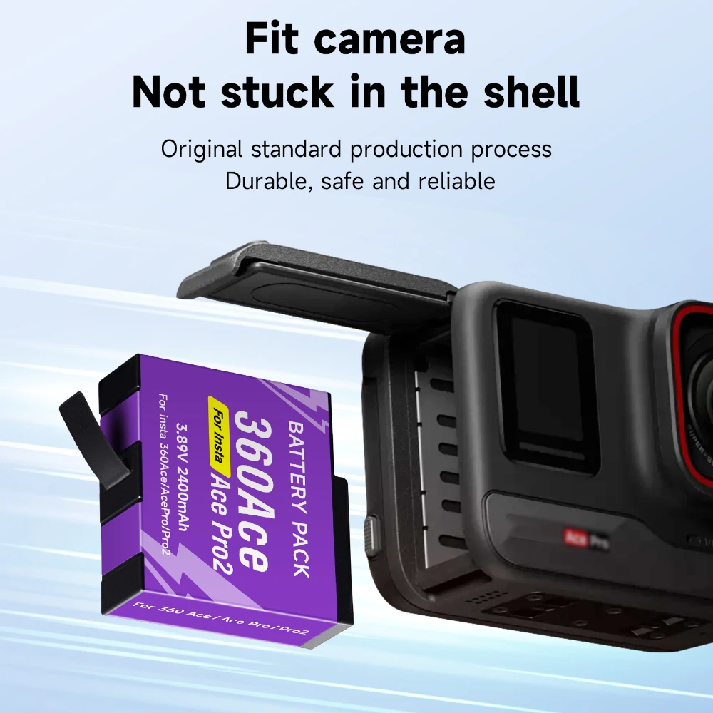 2400mAh High Capacity For Insta360 Ace Pro Ace Battery+3-Slot LED Fast Charger For Insta 360 Ace Pro 2 Action Camera Accessories