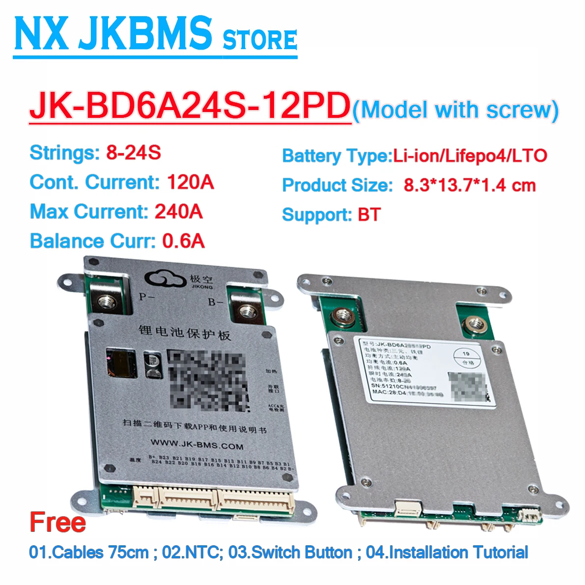 2026 NEW JK BMS PD Promotional Model BMS 40A 60A 80A 100A 120A 150A Balance 0.6A BD6A24S15PD JKBMS Within Screw Support BT LCD