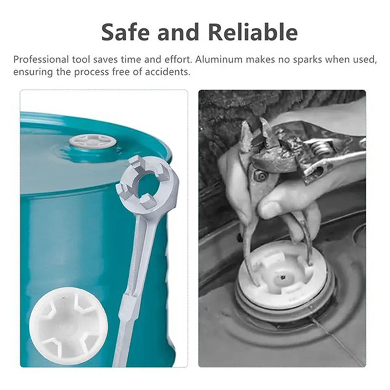 Chave de bung a76k 2 peças, chave de tambor de galão de alumínio, chave de barril, ferramenta abridor de tambor para abertura de 10 15 20 30 50 55 galões de tambor dura