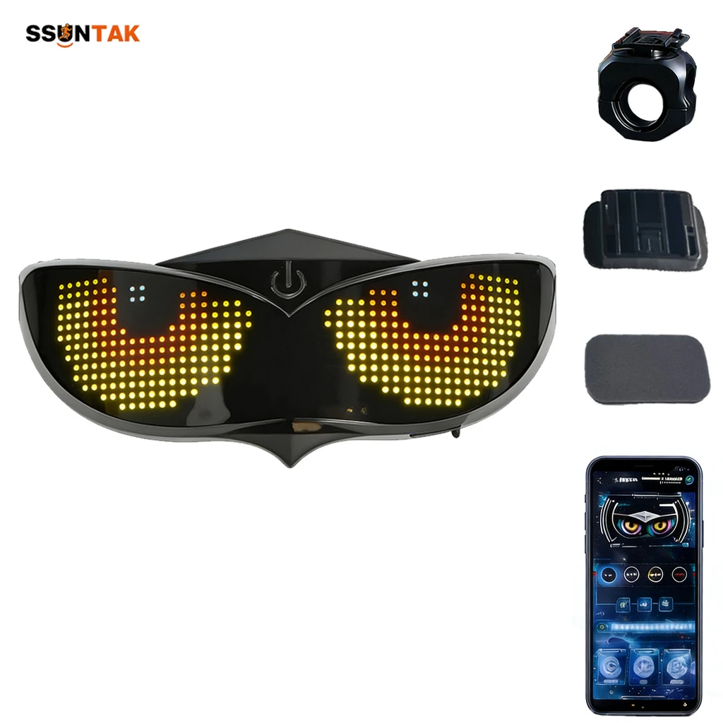

SSUNTAK LED Helmet Display Screen Motorcycle Helmet Warning Light DIY Night Riding Turn Signal Tail Light Moto Bike Accessories