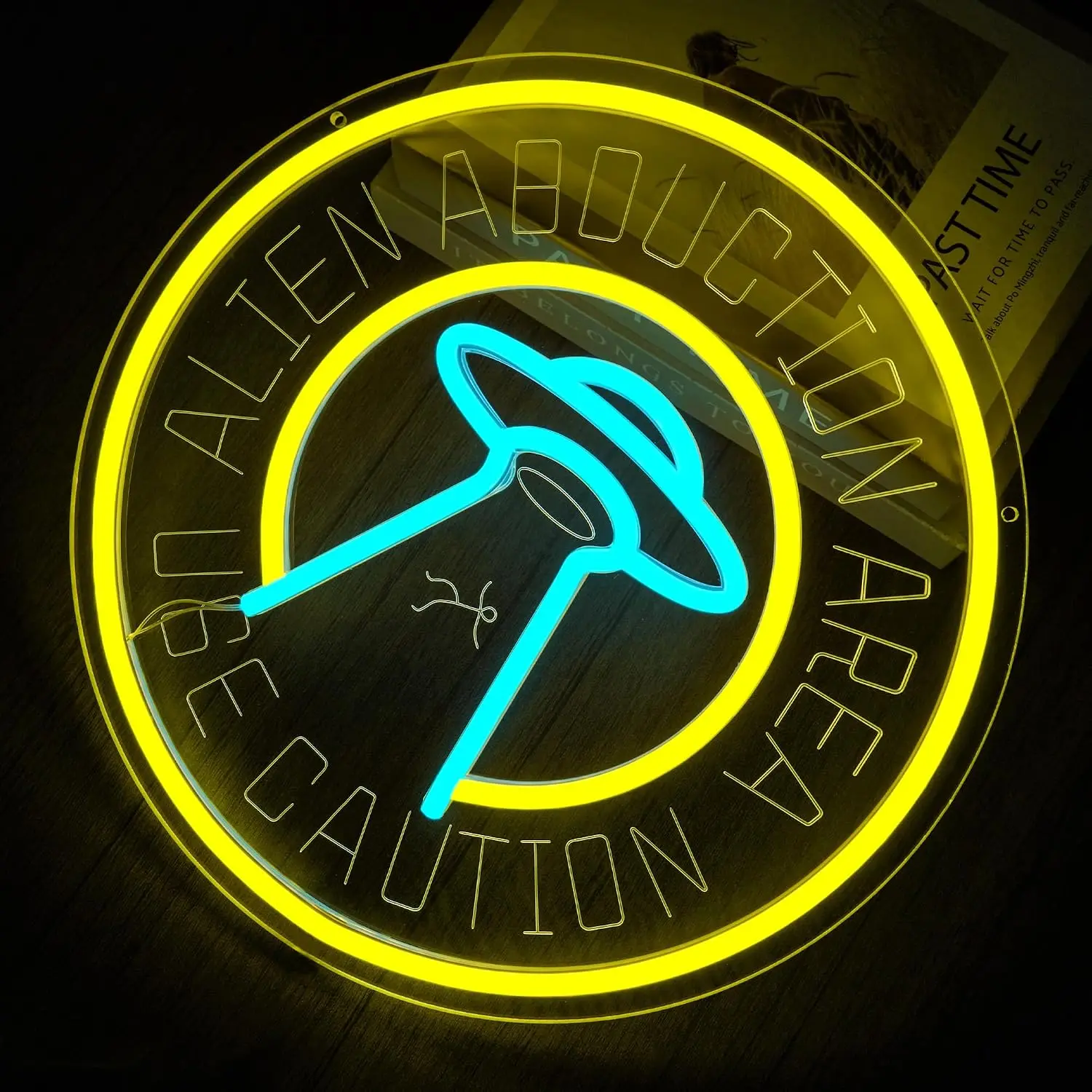 Alien Abduction Area UFO LED Neon Sign USB Powered Neon Light For Game Room Man Cave Bar Bedroom Studio Art Wall Decor Gift