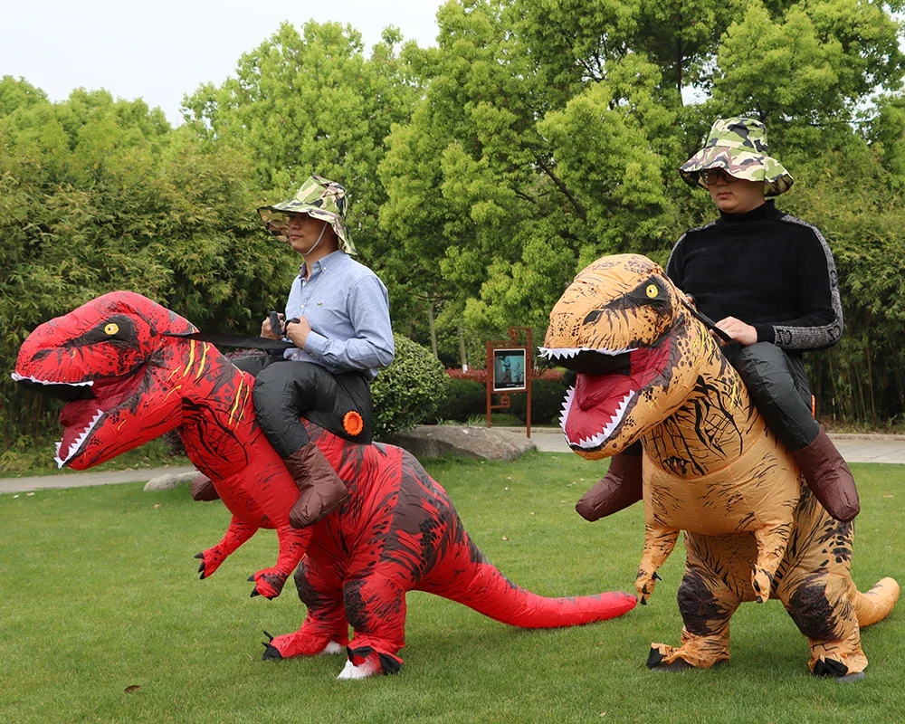 T-REX Monster tiup kostum pukulan Cosplay dinosaurus pakaian karnaval Halloween Christma gaun untuk pria wanita pesta acara