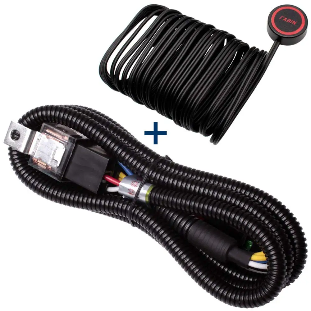 12V 80A Horn Wiring Harness Relay Kit and Push Button with Wire | Pure copper coil relay, 4-pin, 12V, 80A, 1.5-meter wire harness, 3-meter push button switch, for all types of car horns