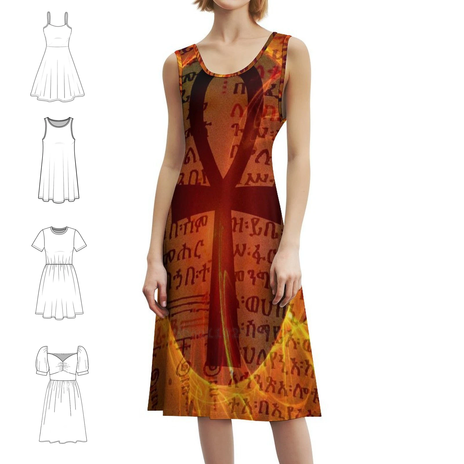 

Ethiopian Cross Floral Smock Dress For Women Spring Summer Casual Dress For Party Cross Ethiopian Cross Protestant Joba Dress