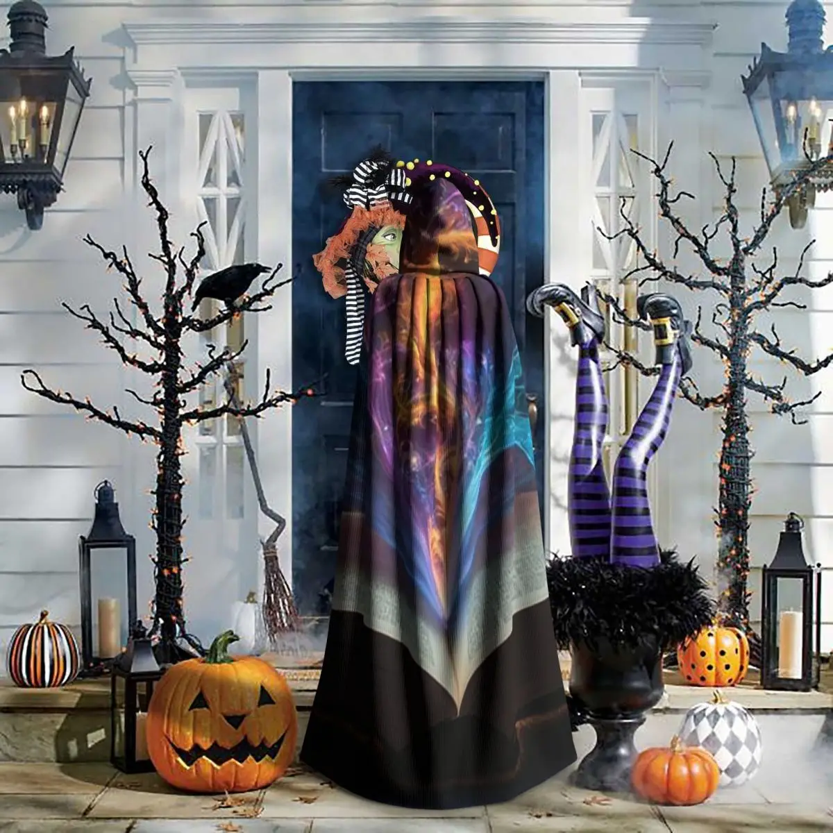 Libro della magia Mantello lungo con cappuccio Strega Costume medievale Mantello cosplay HalloweenVampiro Adulto unisex