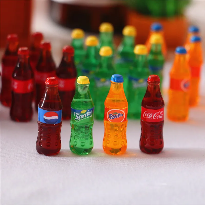 4pcs1:12 Miniature Dollhouse Drinks Simulation Supermarket Mini Coke Beverage Bottle Wine Drink for BJD Doll Kitchen Accessories