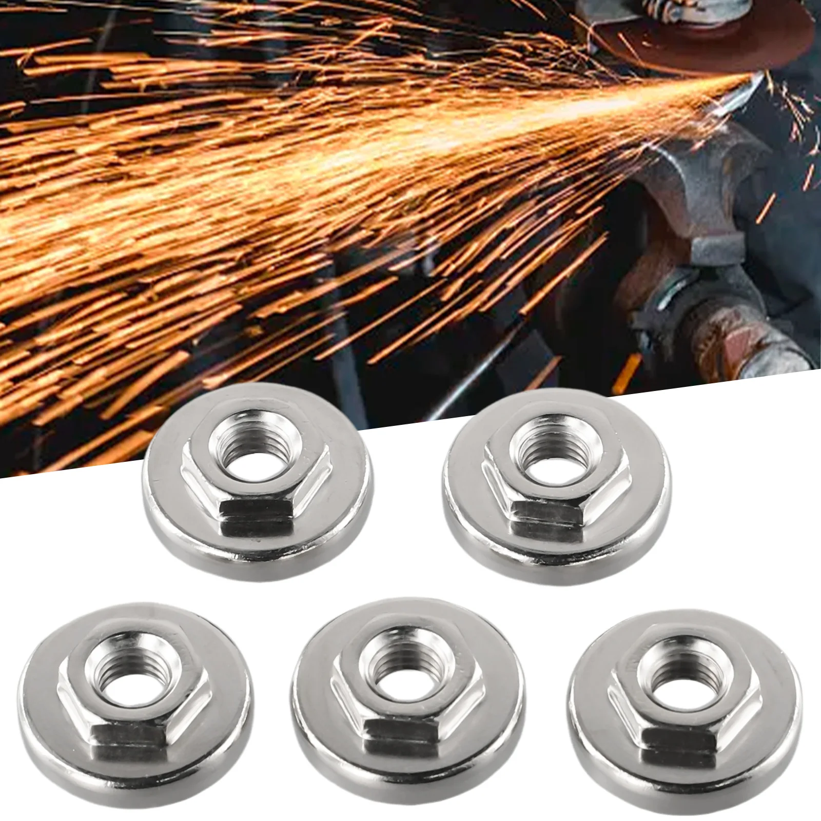 

100 Type Angle Grinder Nuts Anti-rust Non-slip Power Tools Stainless Steel Tools Workshop Equipment 30mm 5pcs M10