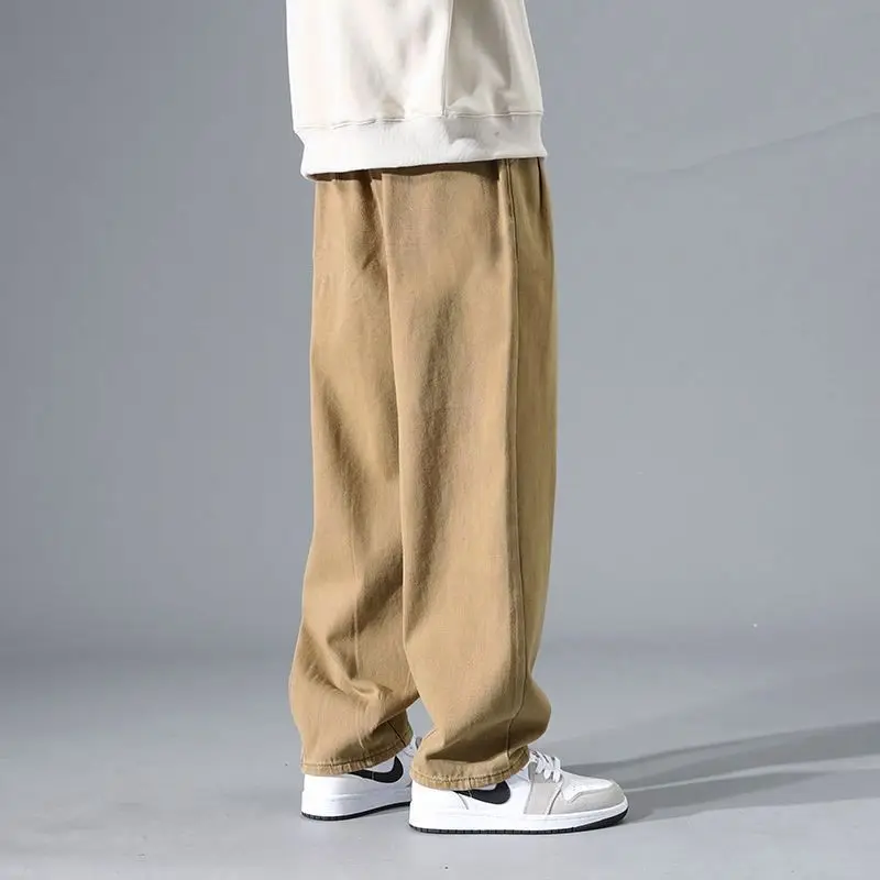 Pure Cotton Casual Pants Men's Autumn Straight-Line Versatile Large Size Wide-Level Work Pants Fashion Loose Pants