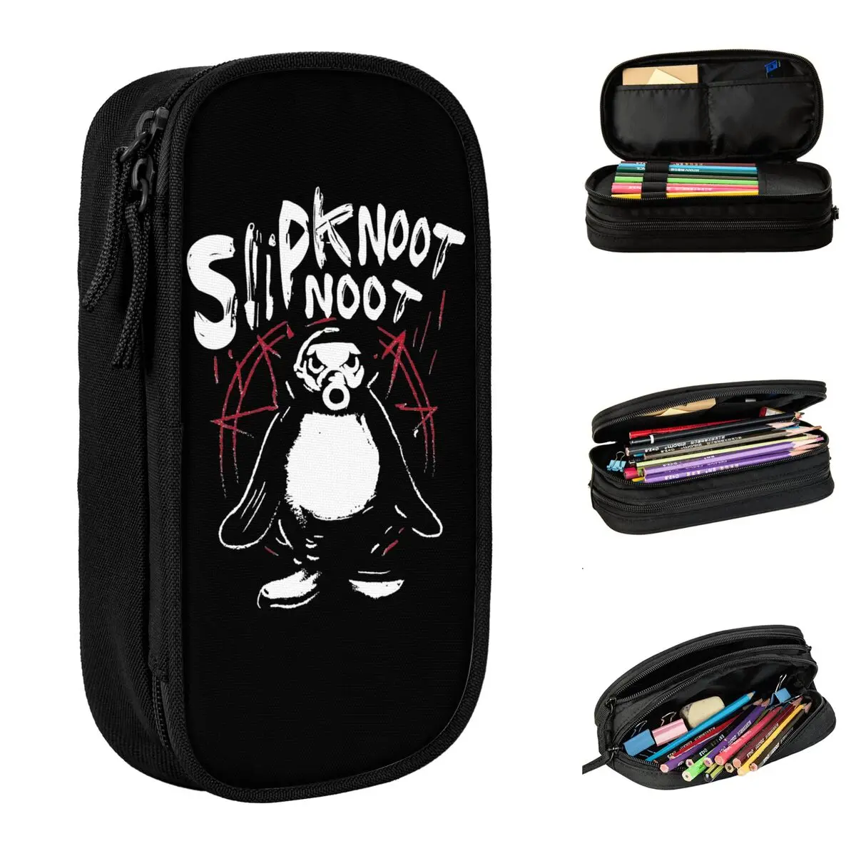 S-Slipknots Death Metal Goth Hard Rock ดินสอ Slipknoot Noot Penguin กล่องปากกากระเป๋าเด็กขนาดใหญ่โรงเรียน Pencilcases