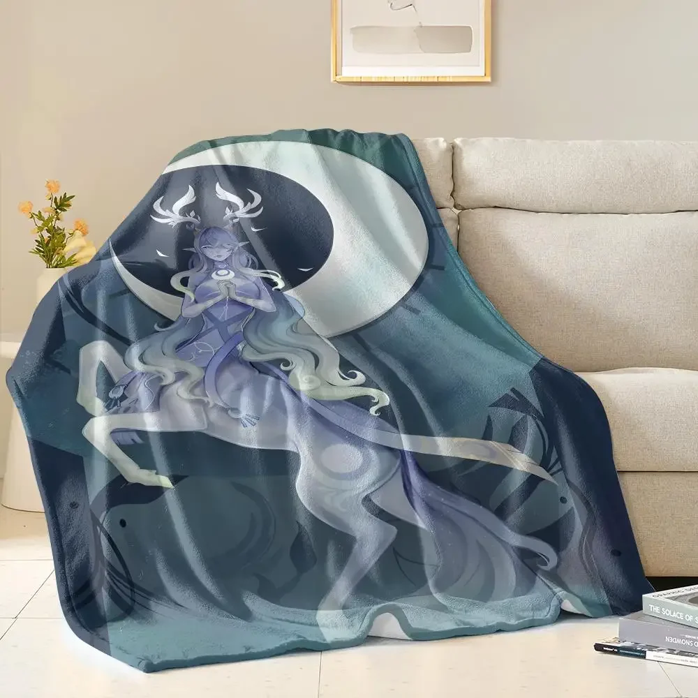 Lauma Genshin Impact Throw Soft Flannel Throw Blanket for Sofa Bed Couch Air Conditioning Blanket for Office Naps Home Travel